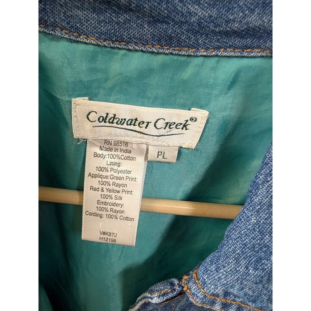 COLDWATER CREEK FLORAL EMBROIDERED & BEADED DENIM JEAN JACKET SZ PL EXC COND! - Picture 2 of 13